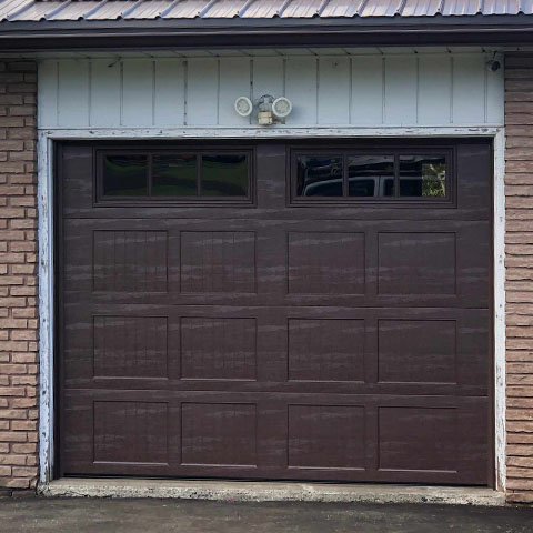 brown single car garage